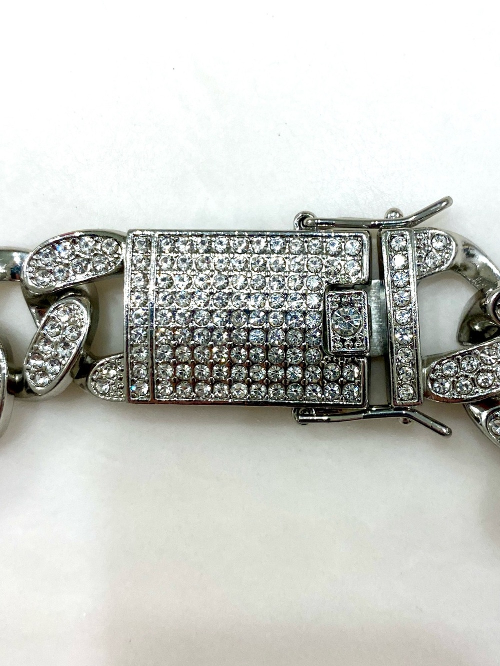 Pavé Cuban Link Necklace in Silver Tone - Picture 6 of 7